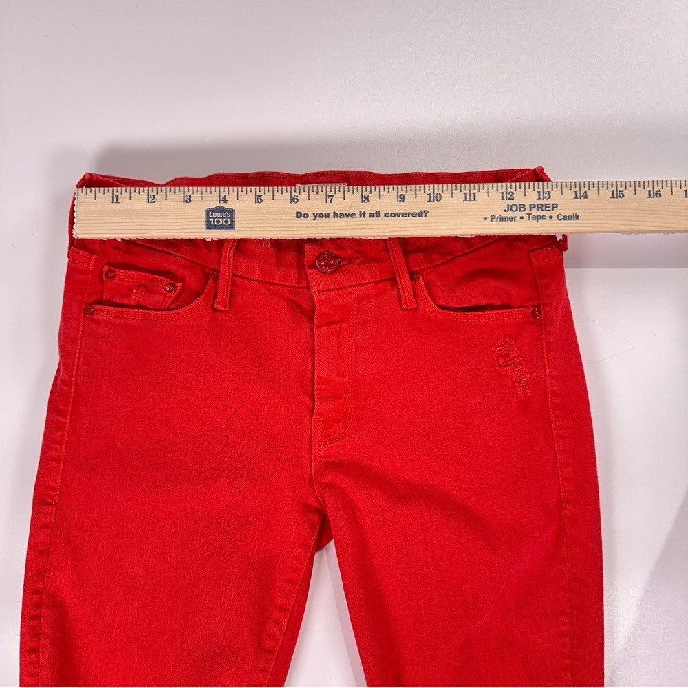 MOTHER Women’s Skinny Jeans Red Firecracker Ankle Size 27 - Picture 9 of 12